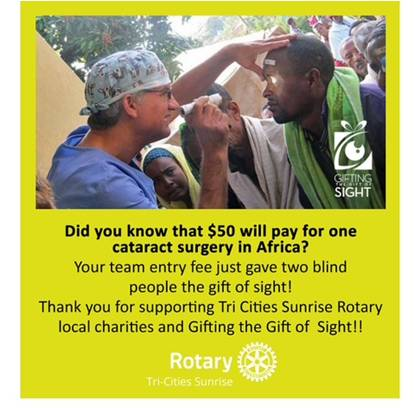 $50 pays for one cataract surgery in Africa — your team entry fee gave two blind people the gift of sight!